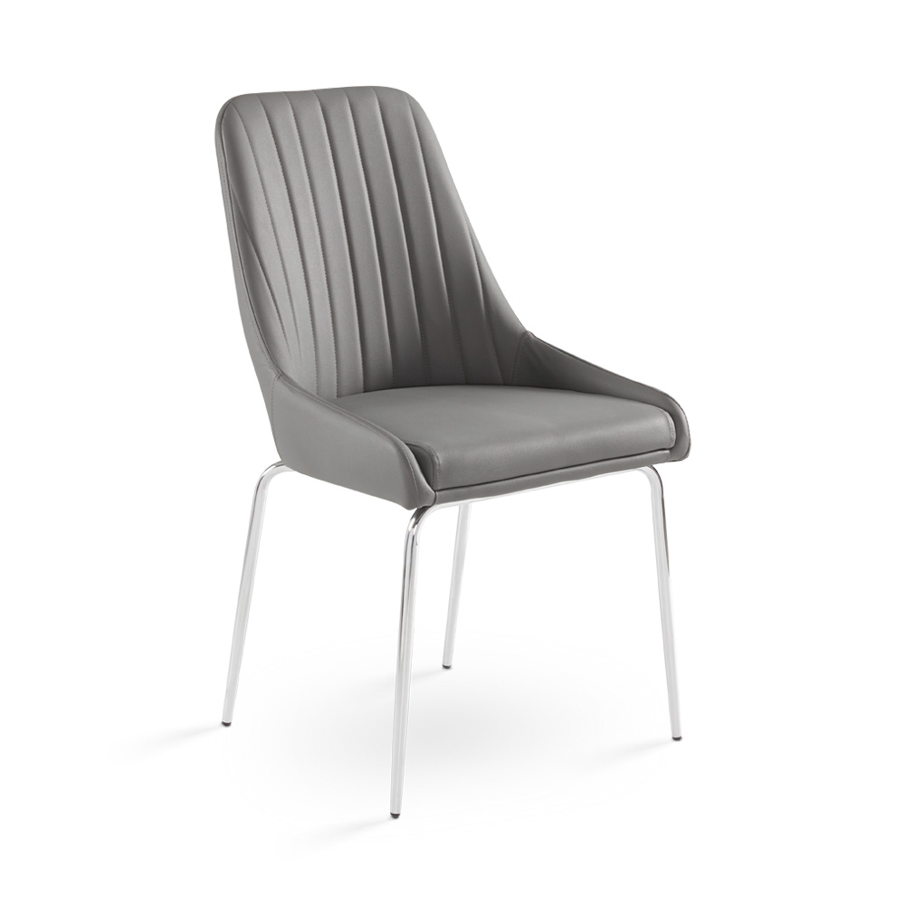 Moira Dining Chair: Grey Leatherette